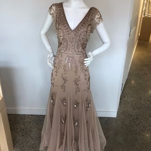 Adrianna Papell beaded Champagne Dress